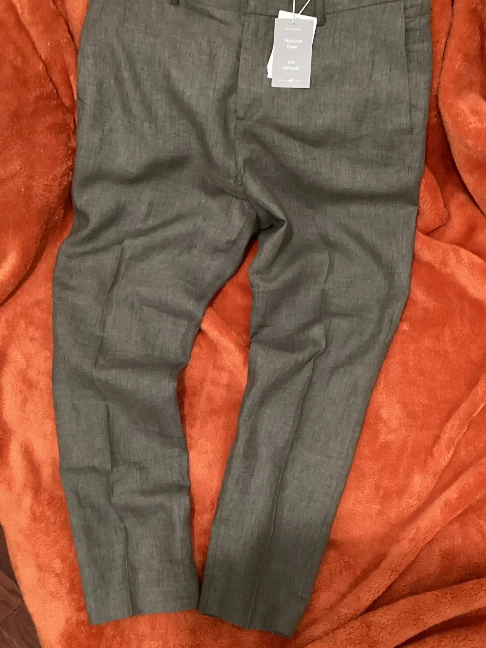 H&M Men's Fatigue Green Slim Linen Pants